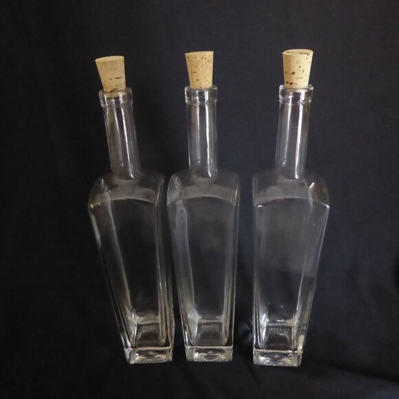 3 NEW 13.5” 750ml NEW YORKER CLEAR GLASS SPIRITS WINE BOTTLE SET BAR TOP FINISH - Picture 3 of 8
